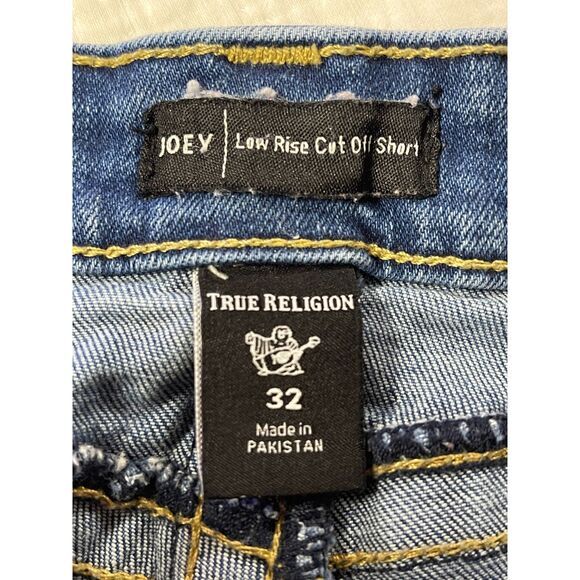 Vintage Y2K True Religion Joey Low Rise Cut Off Denim Shorts, Size 32- Size 14 - Picture 8 of 13